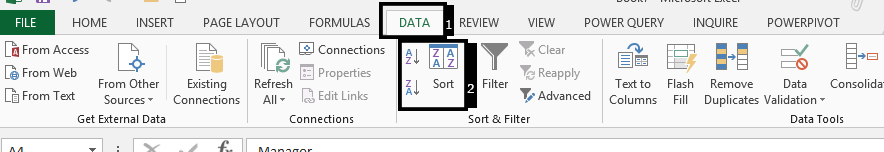 ribbon data sort